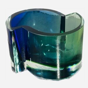 Mid century modern blue to green gradated glass vase.